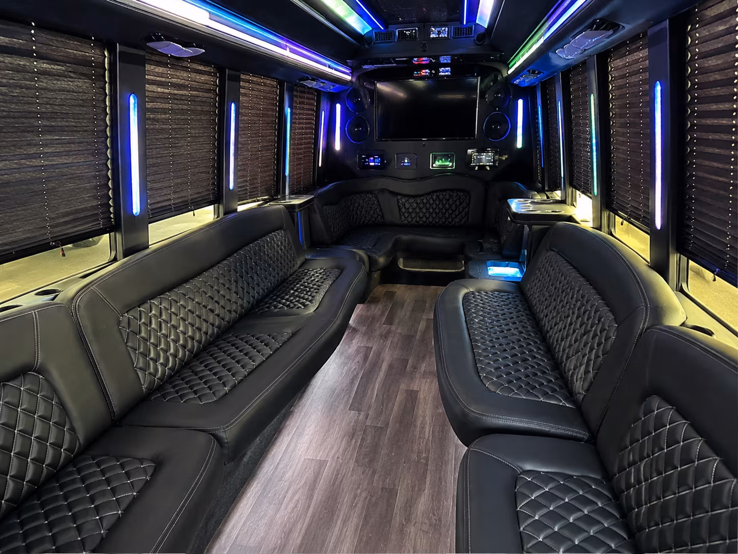 Passenger watching the Wichita scenery during a regional party bus road trip