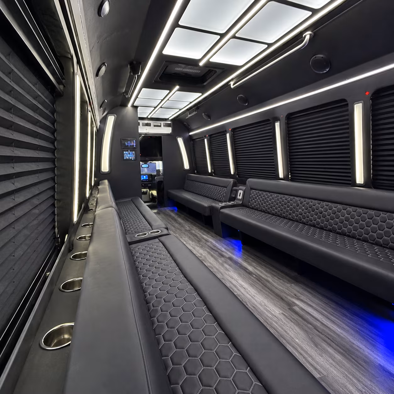 Wichita Wedding Transportation party bus interior